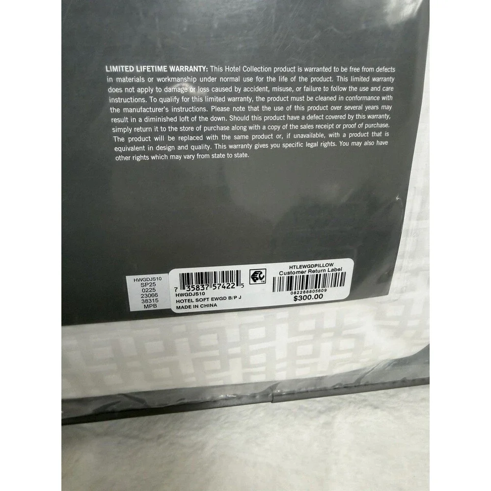 Hotel Collection European White Goose Down Soft Support Standard Pillow